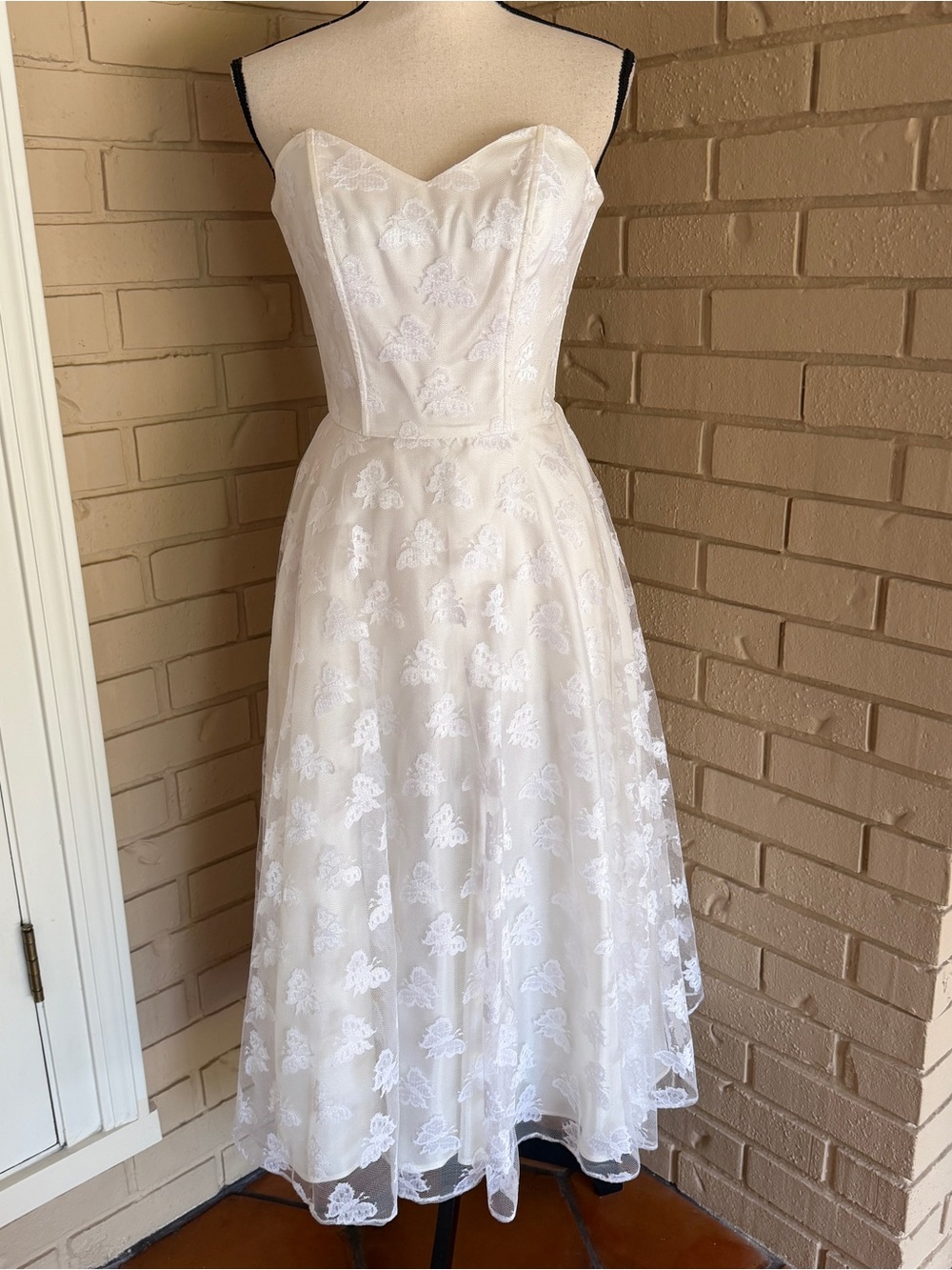 Vintage 80s Prom Butterfly Lace Fit & Flare Hoco Gown Dress 5 / 6 Cocktail Party